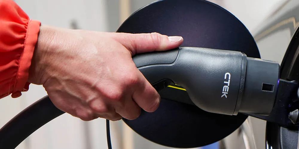 CTEK EV charging cable Type 2 plug connected to a car
